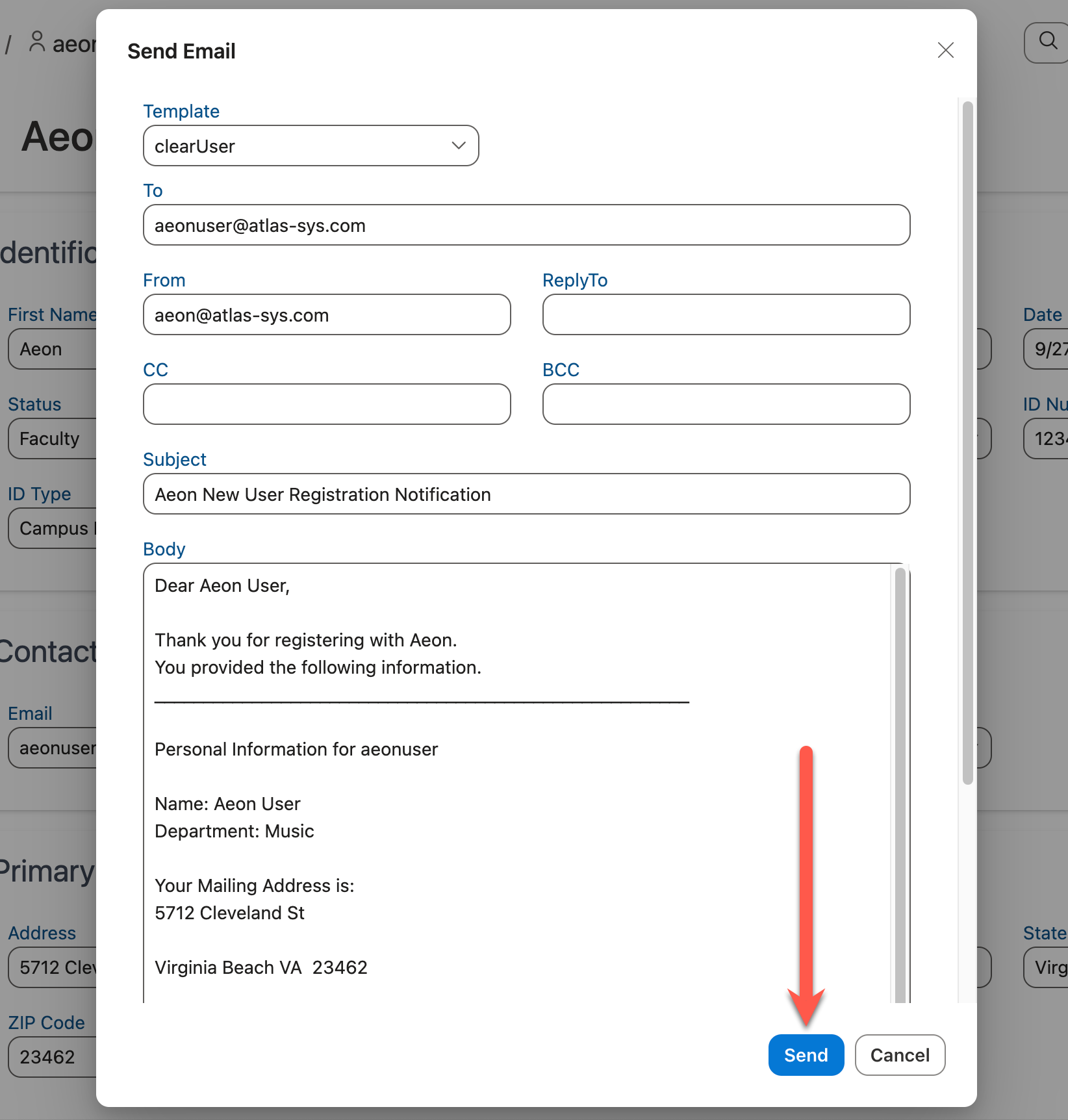 Send Email window